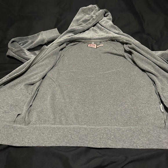 Vintage Juicy Couture Y2K Velour Hoodie Embellished Zippers Zip gray jacket - Picture 3 of 4